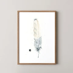 Image of a feather watercolor painting by Shayna Larsen, originals & prints available
