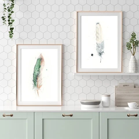 Image of a feather watercolor painting by Shayna Larsen, originals & prints available