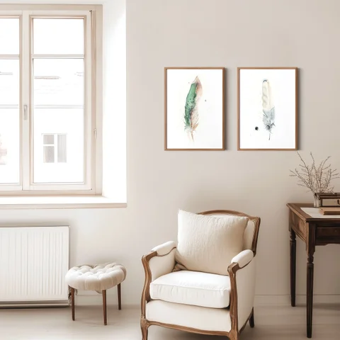 Image of a feather watercolor painting by Shayna Larsen, originals & prints available