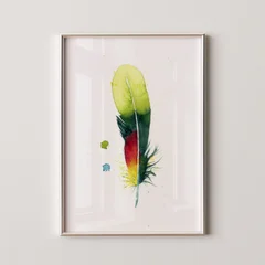 Image of a feather watercolor painting by Shayna Larsen, originals & prints available