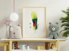 Image of a feather watercolor painting by Shayna Larsen, originals & prints available