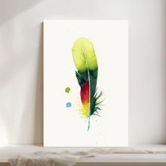 Image of a feather watercolor painting by Shayna Larsen, originals & prints available