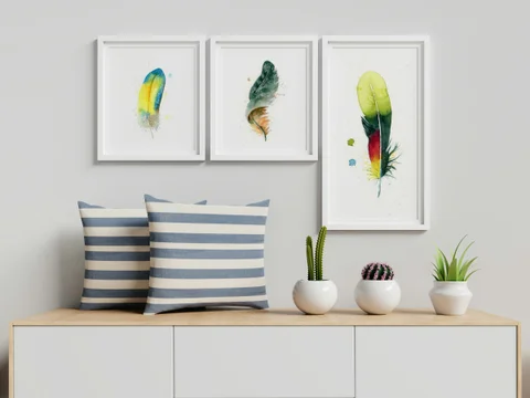 Image of a feather watercolor painting by Shayna Larsen, originals & prints available