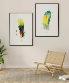 Image of a feather watercolor painting by Shayna Larsen, originals & prints available