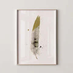 Image of a feather watercolor painting by Shayna Larsen, originals & prints available