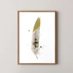 Image of a feather watercolor painting by Shayna Larsen, originals & prints available