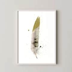 Image of a feather watercolor painting by Shayna Larsen, originals & prints available