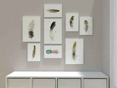 Image of a feather watercolor painting by Shayna Larsen, originals & prints available