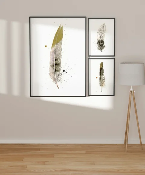 Image of a feather watercolor painting by Shayna Larsen, originals & prints available