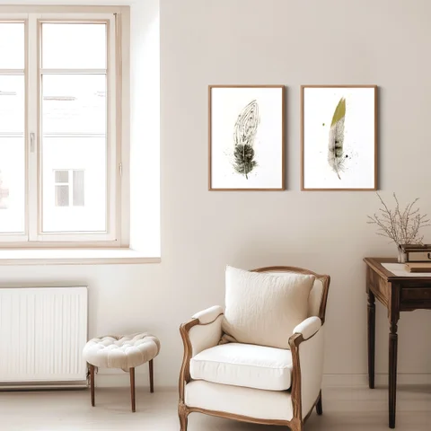 Image of a feather watercolor painting by Shayna Larsen, originals & prints available