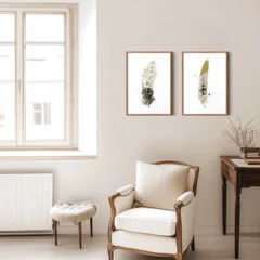 Image of a feather watercolor painting by Shayna Larsen, originals & prints available