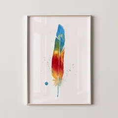 Image of a feather watercolor painting by Shayna Larsen, originals & prints available