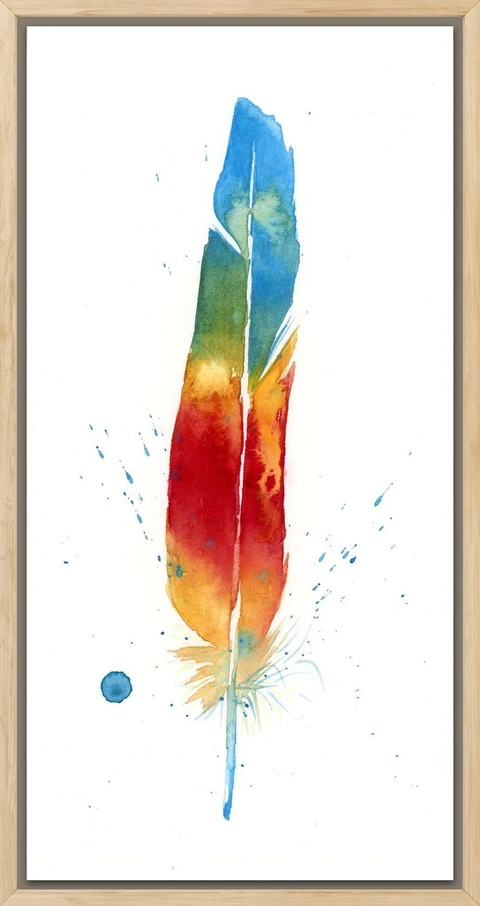 Image of a feather watercolor painting by Shayna Larsen, originals & prints available