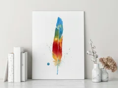 Image of a feather watercolor painting by Shayna Larsen, originals & prints available