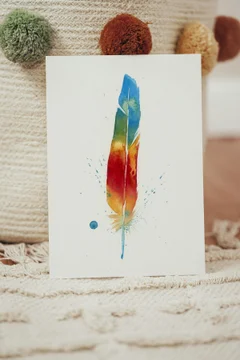 Image of a feather watercolor painting by Shayna Larsen, originals & prints available