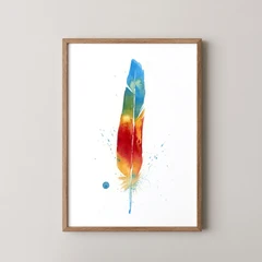 Image of a feather watercolor painting by Shayna Larsen, originals & prints available