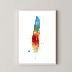 Image of a feather watercolor painting by Shayna Larsen, originals & prints available