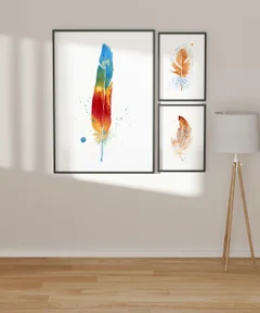 Image of a feather watercolor painting by Shayna Larsen, originals & prints available