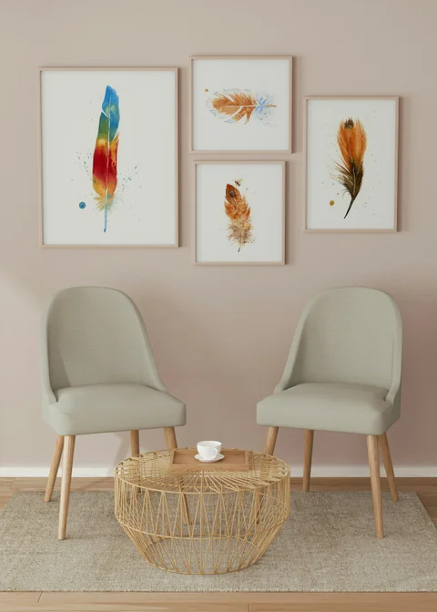 Image of a feather watercolor painting by Shayna Larsen, originals & prints available