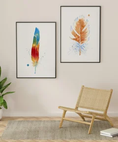 Image of a feather watercolor painting by Shayna Larsen, originals & prints available