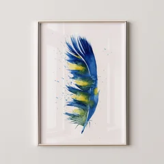 Image of a feather watercolor painting by Shayna Larsen, originals & prints available
