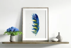 Image of a feather watercolor painting by Shayna Larsen, originals & prints available