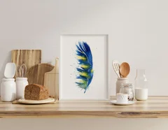 Image of a feather watercolor painting by Shayna Larsen, originals & prints available
