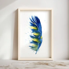 Image of a feather watercolor painting by Shayna Larsen, originals & prints available