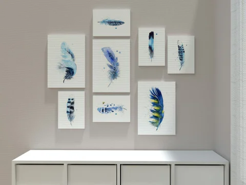 Image of a feather watercolor painting by Shayna Larsen, originals & prints available