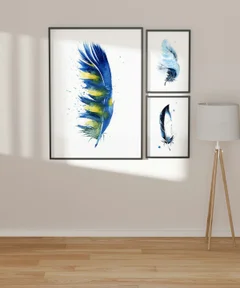 Image of a feather watercolor painting by Shayna Larsen, originals & prints available