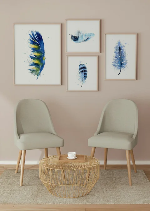Image of a feather watercolor painting by Shayna Larsen, originals & prints available
