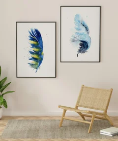 Image of a feather watercolor painting by Shayna Larsen, originals & prints available