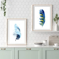 Image of a feather watercolor painting by Shayna Larsen, originals & prints available