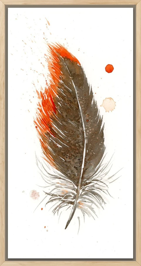 Image of a feather watercolor painting by Shayna Larsen, originals & prints available