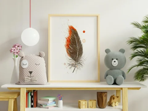 Image of a feather watercolor painting by Shayna Larsen, originals & prints available