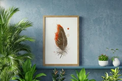 Image of a feather watercolor painting by Shayna Larsen, originals & prints available