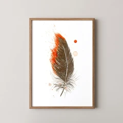Image of a feather watercolor painting by Shayna Larsen, originals & prints available