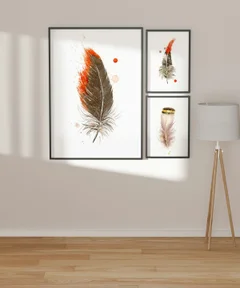 Image of a feather watercolor painting by Shayna Larsen, originals & prints available