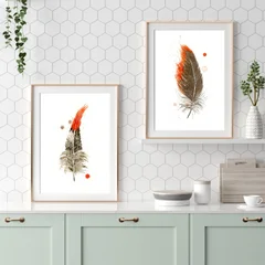 Image of a feather watercolor painting by Shayna Larsen, originals & prints available