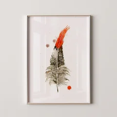 Image of a feather watercolor painting by Shayna Larsen, originals & prints available