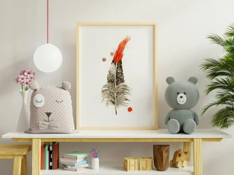 Image of a feather watercolor painting by Shayna Larsen, originals & prints available