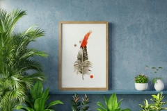 Image of a feather watercolor painting by Shayna Larsen, originals & prints available