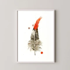 Image of a feather watercolor painting by Shayna Larsen, originals & prints available