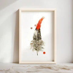 Image of a feather watercolor painting by Shayna Larsen, originals & prints available