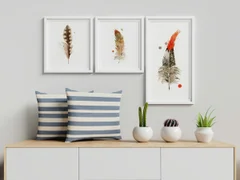 Image of a feather watercolor painting by Shayna Larsen, originals & prints available