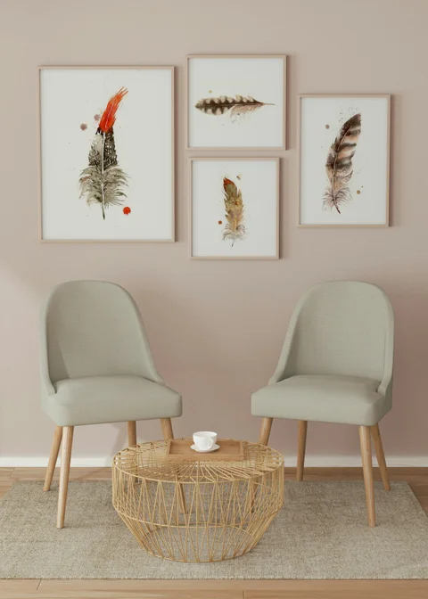 Image of a feather watercolor painting by Shayna Larsen, originals & prints available