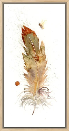 Image of a feather watercolor painting by Shayna Larsen, originals & prints available