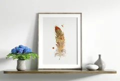 Image of a feather watercolor painting by Shayna Larsen, originals & prints available