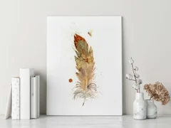 Image of a feather watercolor painting by Shayna Larsen, originals & prints available