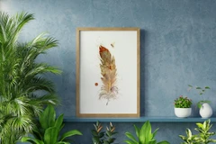 Image of a feather watercolor painting by Shayna Larsen, originals & prints available
